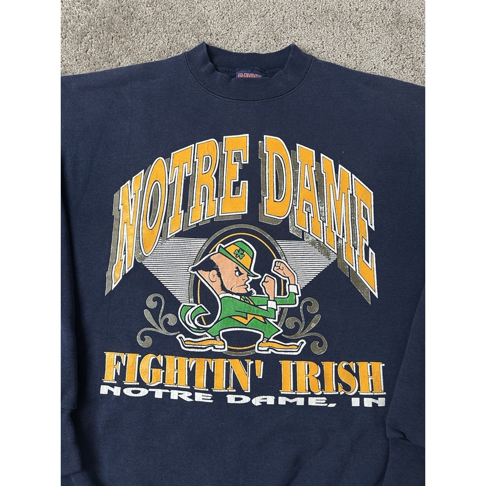 Vintage Mens Sweatshirt 90s Notre Dame Fightin‎ Irish, Streetwear Y2K, Size XL - Picture 2 of 9